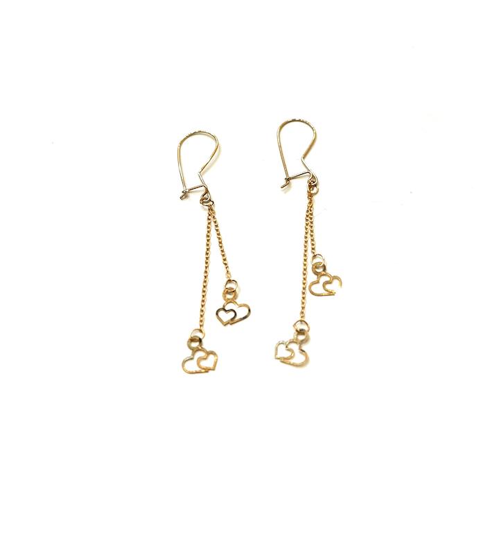 گوشواره زنانه طلا ۱۸ عیار E92 گوشواره دوقلب آهوریس