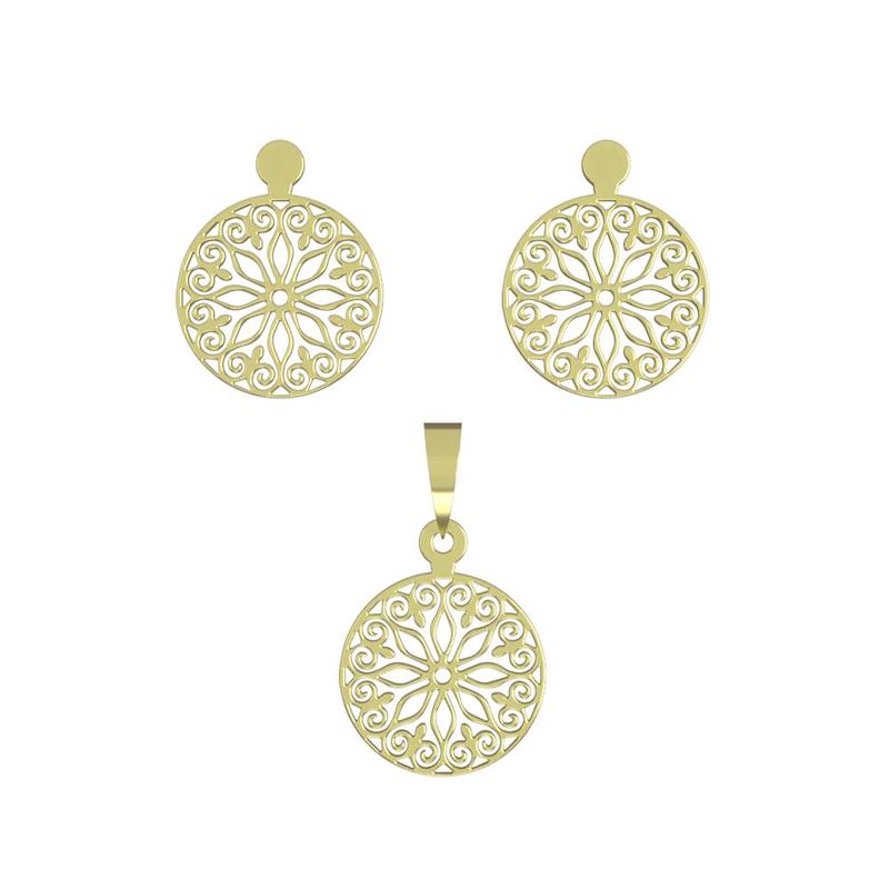 نیم ست طلا 18 عیار زنانه مدوپد مدل هندسی کد R322