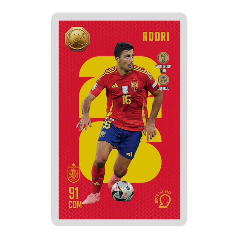 کارت فوتبالی طلا 18 عیار سوت مدل رودری RODRI طرح جام جهانی 2026 کد SO10099026