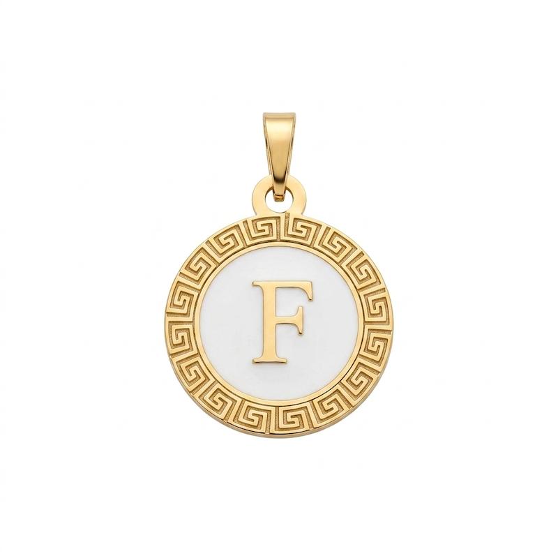 آویز طلا ۱۸ عیار مدال F طرح ورساچ(وزن سنگ کسر شده) گالری سها