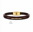 دستبند مردانه طلا ۱۸ عیار چرم 024 قهوه ای گالری مانيا