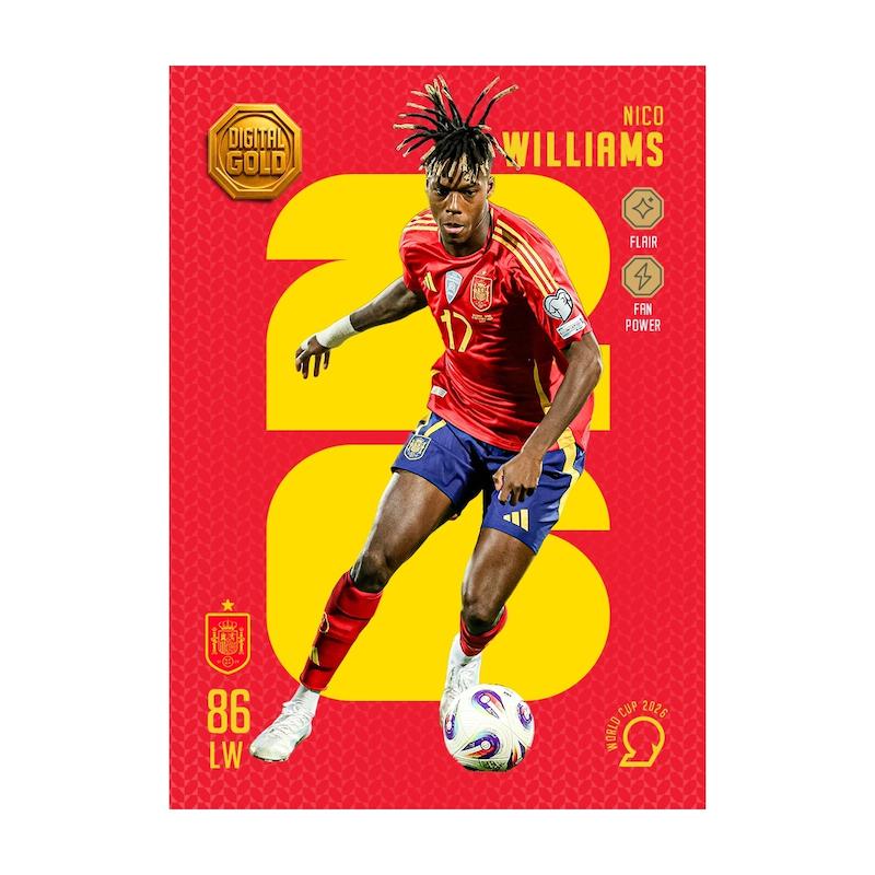 کارت فوتبالی طلا سوت ویلیامز WILLIAMS طرح 2026 با 10 سوت طلای 18 عیار دیجیتال کد SO10134026