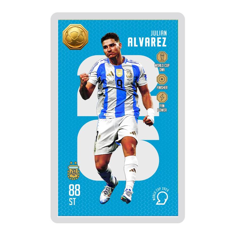 کارت فوتبالی طلا 18 عیار سوت مدل آلوارز ALVAREZ طرح جام جهانی 2026 کد SO10003026
