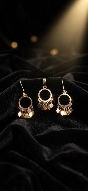 زنانه نیم ست طلا ۱۸ عیار نیم ست شراره دار دایره.لوزی نفیسه رنجبرکی