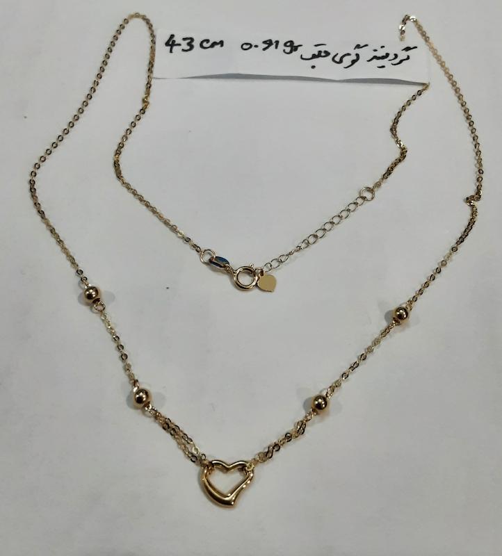 گردنبند زنانه طلا ۱۸ عیار مدل مینیمال ایتالیایی گوی و قلب دلفین گلد گالری