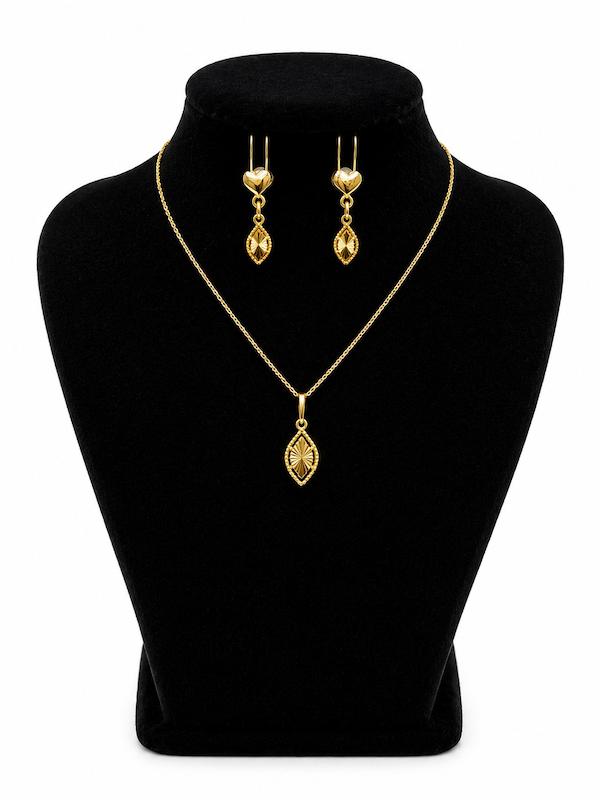 نیم ست طلا ۱۸ عیار تراش خور مينيمال طرح اشك گالری سین سین