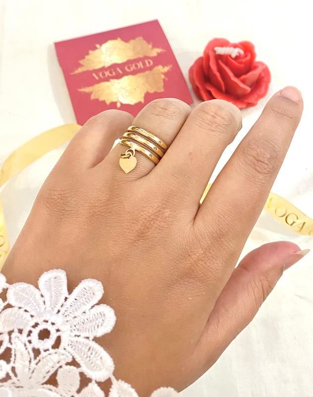 انگشتر زنانه طلا ۱۸ عیار مارپیچ با آویز قلب (سایز ۵۶) VoGa GOLD