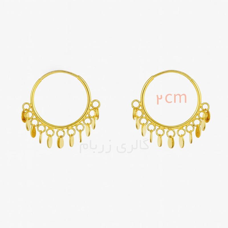 گوشواره زنانه طلا ۱۸ عیار گوشواره حلقه ای پولکی گالری زربام