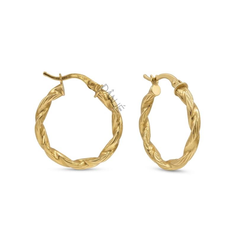 گوشواره زنانه طلا ۱۸ عیار گوشواره حلقه ای توویست گالری طلای دانژه