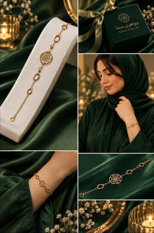 دستبند زنانه طلا ۱۸ عیار دستبند ارکیده جواهری سما