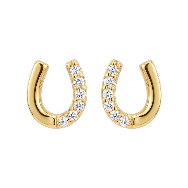 گوشواره زنانه طلا ۱۸ عیار نعل نگن‌دار گالری طلای فروهر
