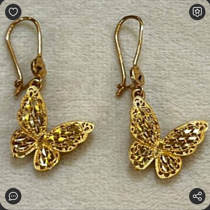 گوشواره طلا 18 عیار زنانه بابل طلا مدل پروانه کد BTE001610