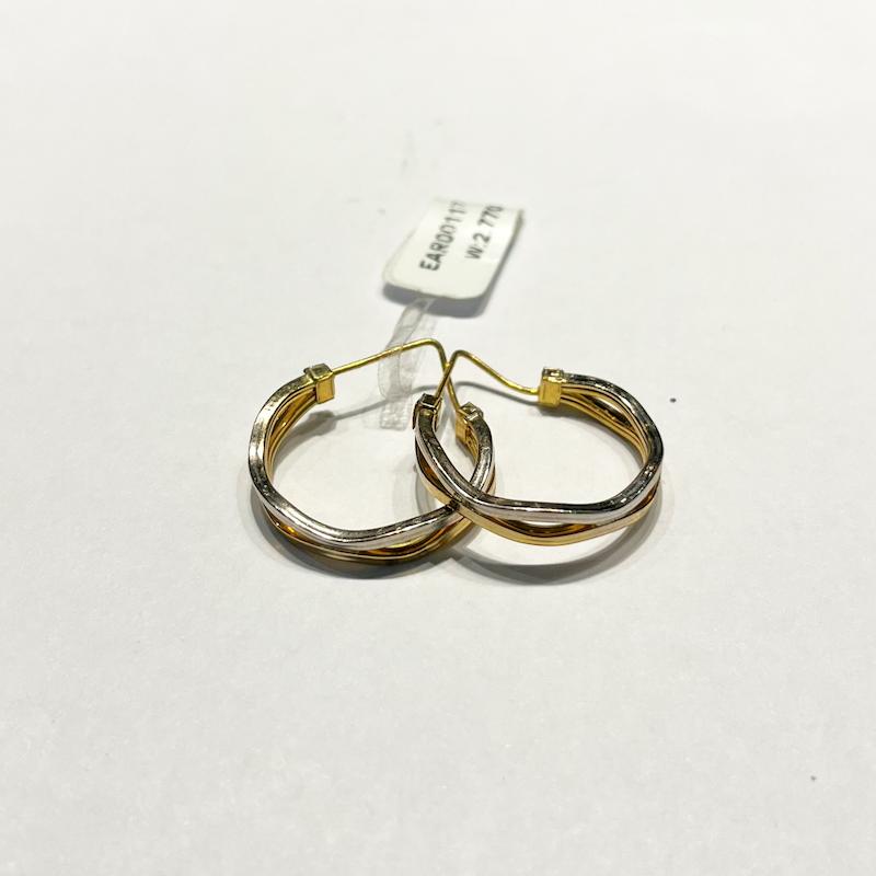 گوشواره طلا 18 عیار زنانه دوران گلد گالری مدل حلقه ای دو رنگ کد DGE001772