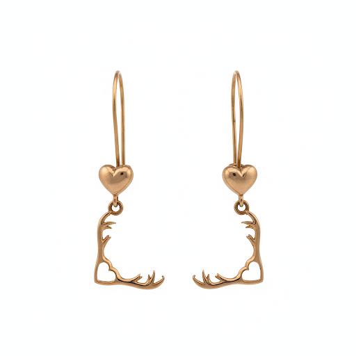گوشواره طلا 18 عیار زنانه حسینی زاده مدل عصایی شاخ گوزن کد HOE002189