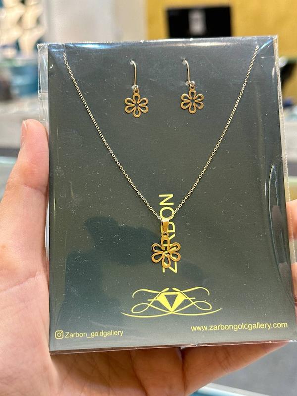 زنانه نیم ست طلا ۱۸ عیار گل برگ تو خالی گالری طلا تیدامد