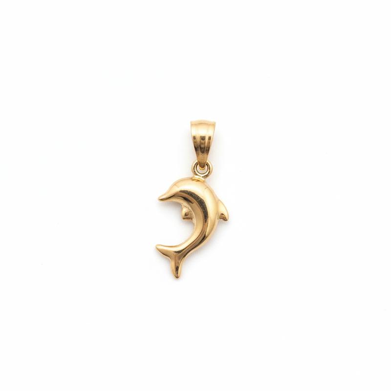 آویز طلا 18 عیار زنانه کامیاب گلد مدل آویز مدال طرح دلفین کد KAA002424