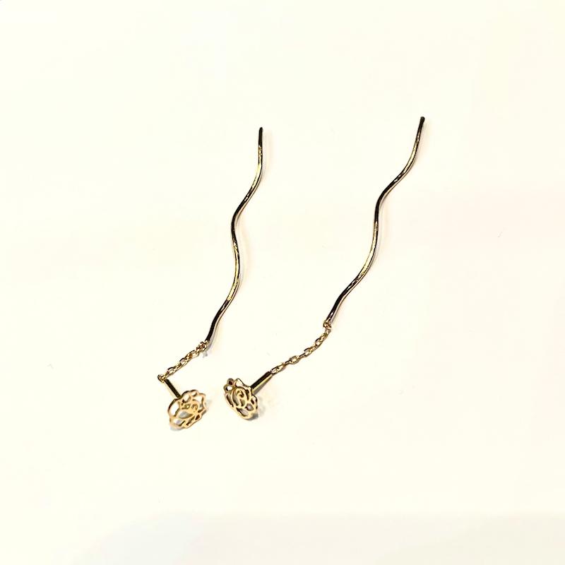 گوشواره طلا 18 عیار زنانه گالری زرنوش مدل گوشواره اویزی گل کد ZGE002570