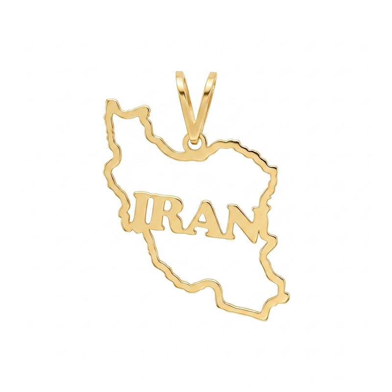 آویز طلا ۱۸ عیار پلاک نقشه ایران لیزری گالری طلای آنوشا