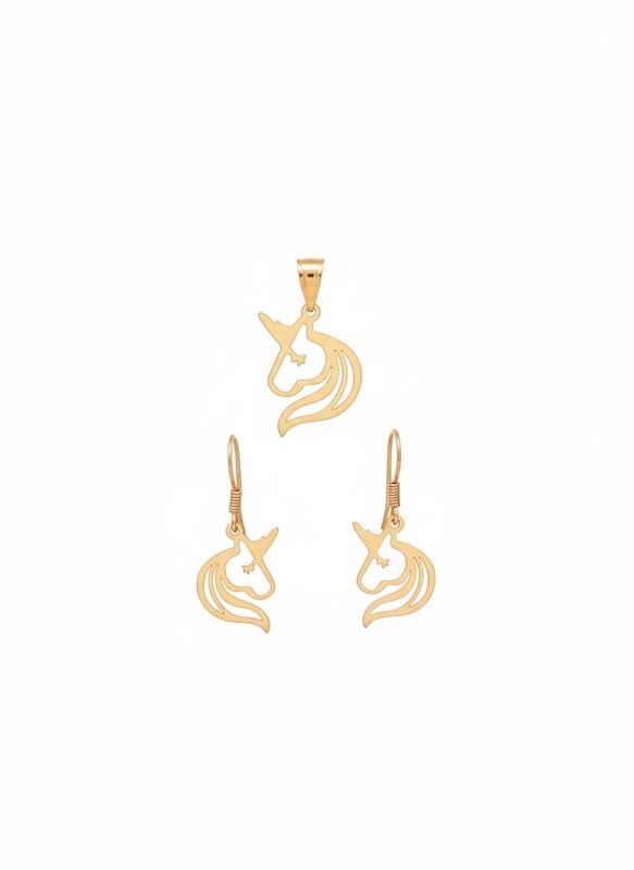 سرویس طلا 18 عیار زنانه شمش طلا مدل اسب تک شاخ  کد STS002675