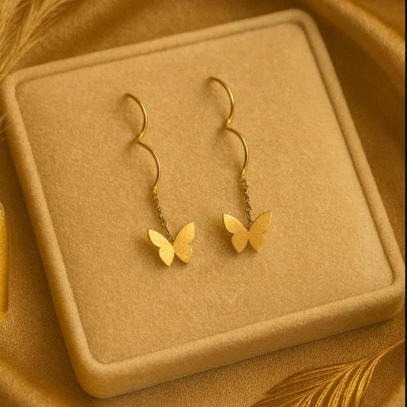 گوشواره طلا 18 عیار زنانه بابل طلا مدل کرلی پروانه کد BTE002847