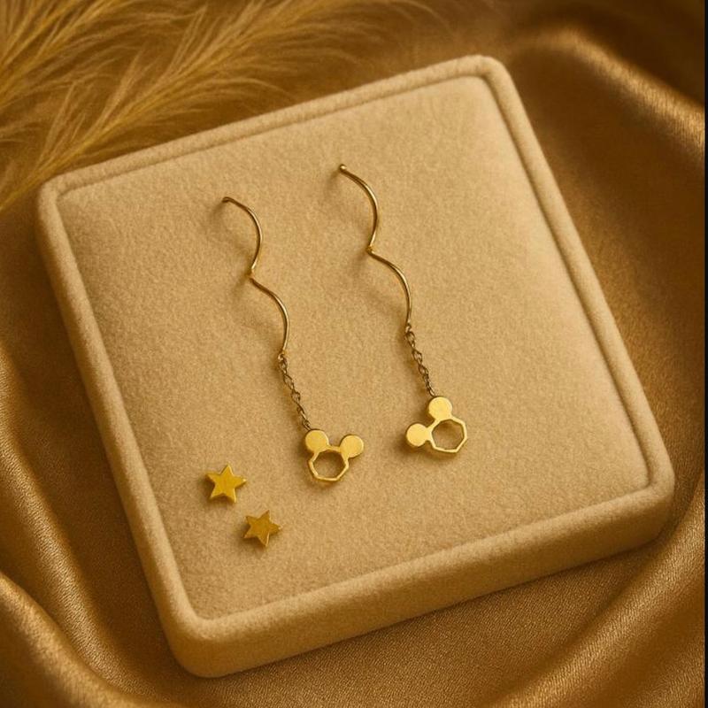 گوشواره طلا 18 عیار زنانه بابل طلا مدل کرلی میکی کد BTE002848
