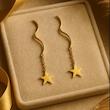 گوشواره طلا 18 عیار زنانه بابل طلا مدل کرلی ستاره کد BTE002849