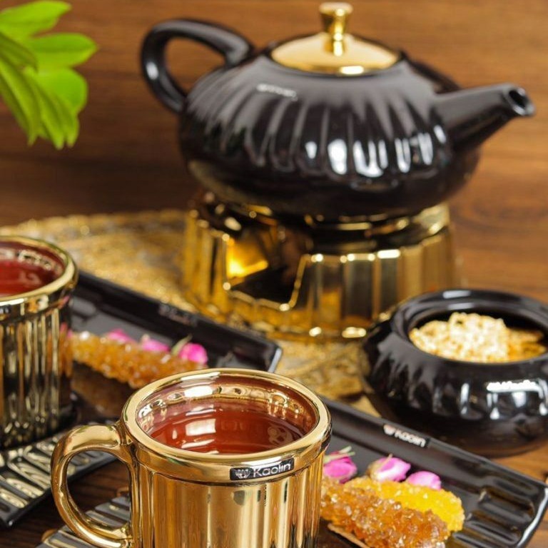 سرویس چایخوری دونفره دنیز مشکی طلایی