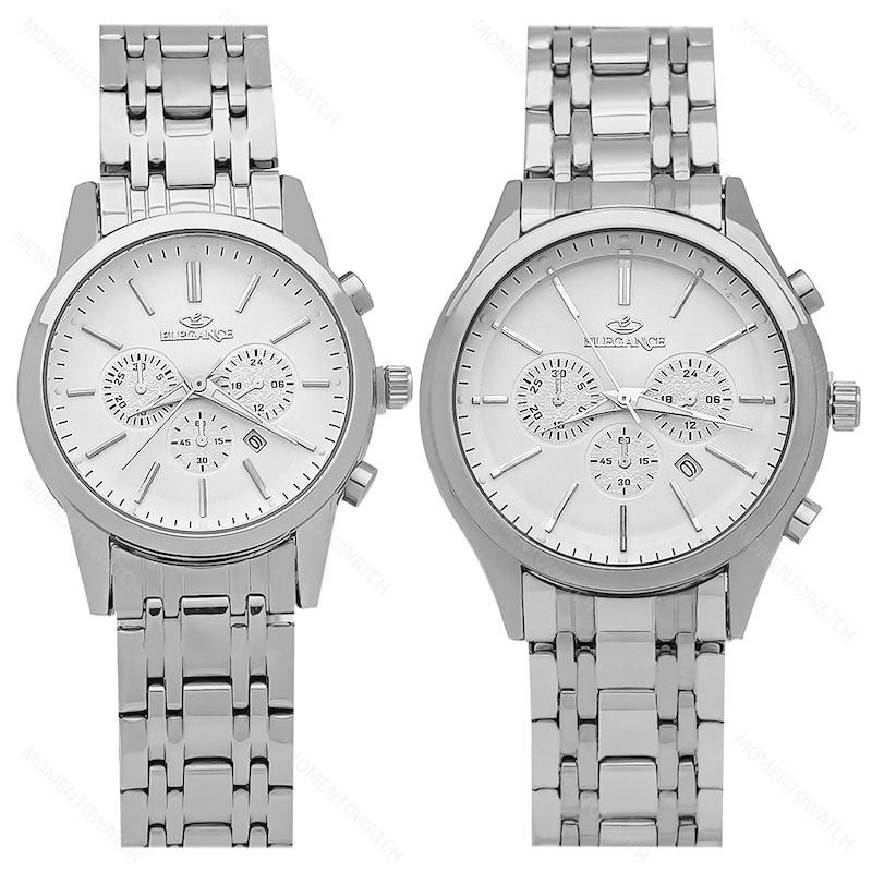 ست ساعت مچی الگانس بند سیلور صفحه سفید