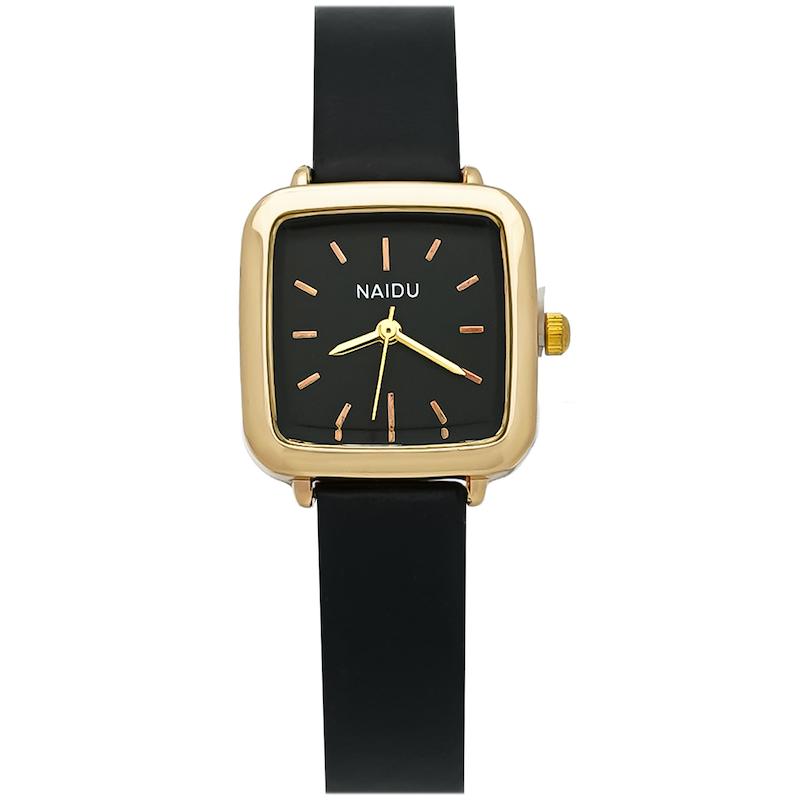 ساعت مچی زنانه بند چرمی نایدو صفحه مشکی