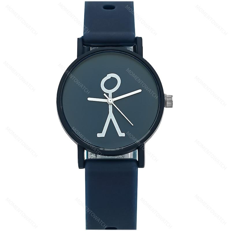ساعت مچی عقربه‌ای زنانه بند سیلیکونی سرمه ای مدل آدمک