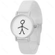 ساعت مچی عقربه‌ای زنانه بند سیلیکونی سفید مدل آدمک