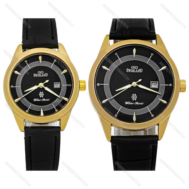 ساعت مچی ست بند چرمی سوییس لند صفحه مشکی