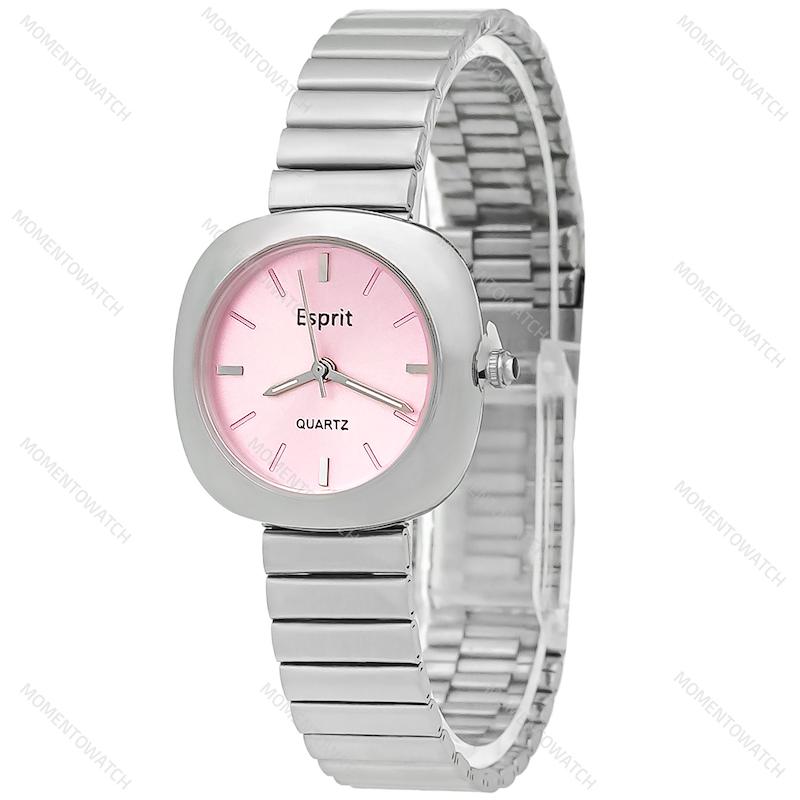 ساعت مچی زنانه اسپیریت مینیمال نقره‌ای با صفحه صورتی لطیف