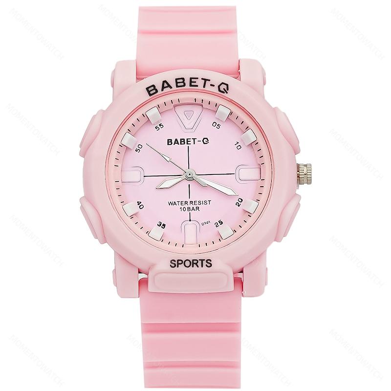 ساعت مچی اسپرت BABET-Q بابت بند سیلیکونی صورتی پاستلی