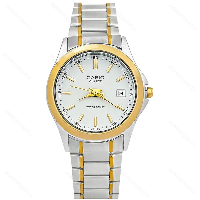 ساعت مچی مردانه کاسیو کلاسیک بند دورنگ صفحه سفید