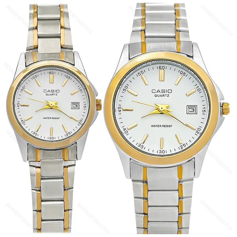 ساعت مچی ست کاسیو کلاسیک بند دورنگ صفحه سفید