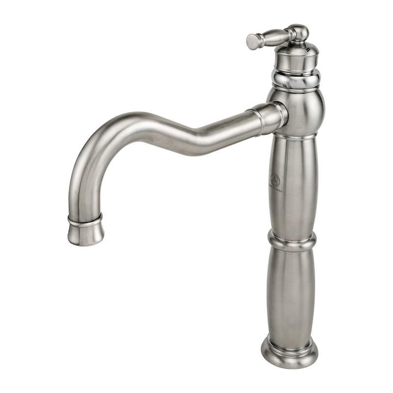 شیرالات قهرمان - شیر روشویی پایه بلند انتیک کروم مات