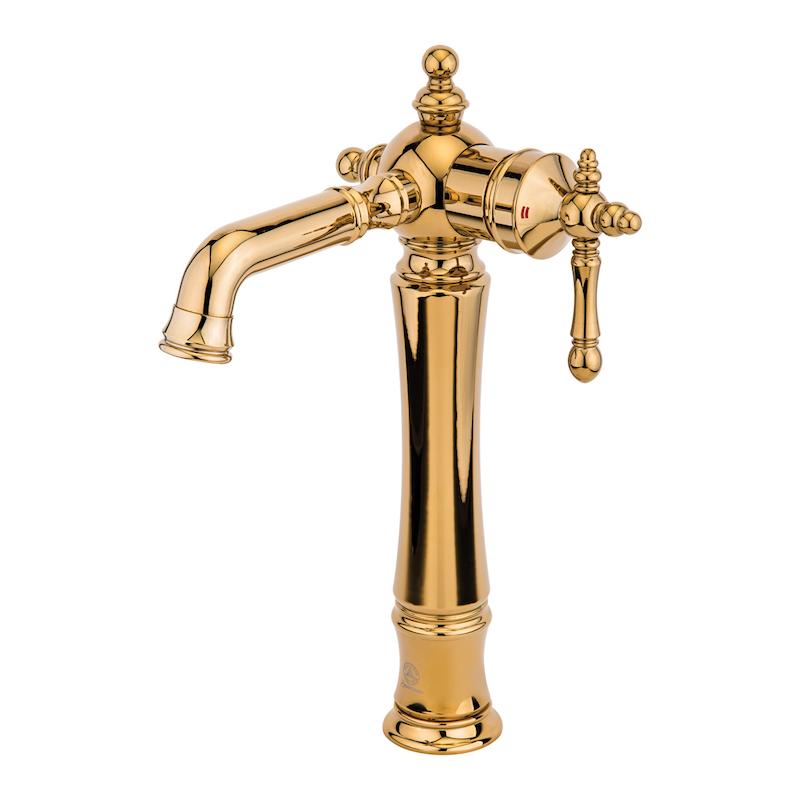 شیرالات قهرمان - شیر روشویی پایه بلند نگین طلایی