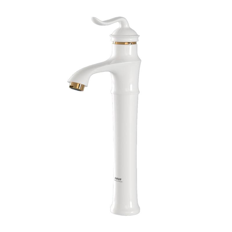 شیرالات کسری - شیر روشویی پایه بلند دانوب سفید طلایی