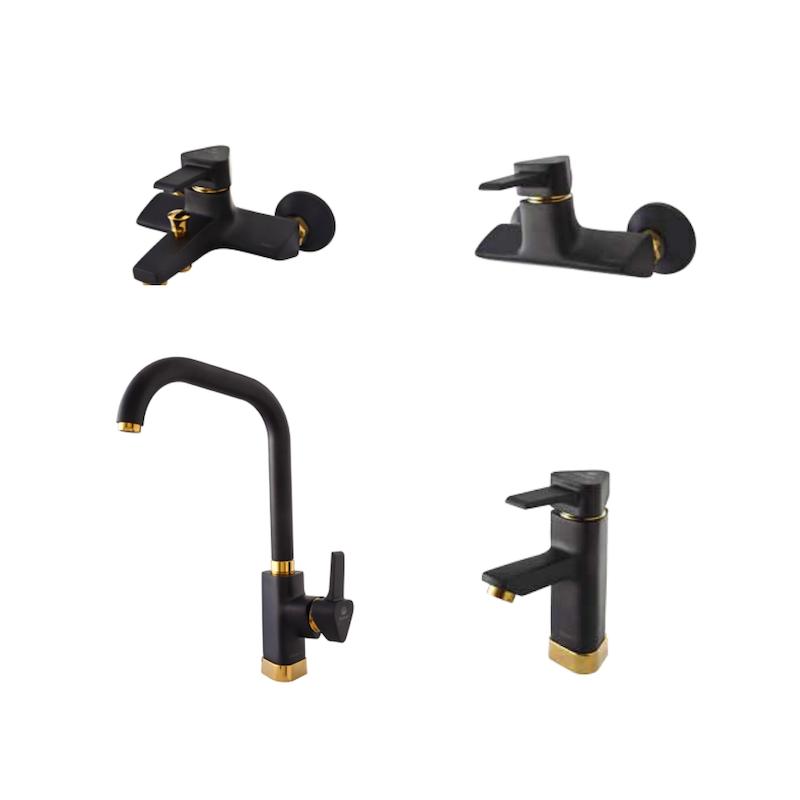 ست شیرآلات شیبه مدل پانیذ مشکی طلایی