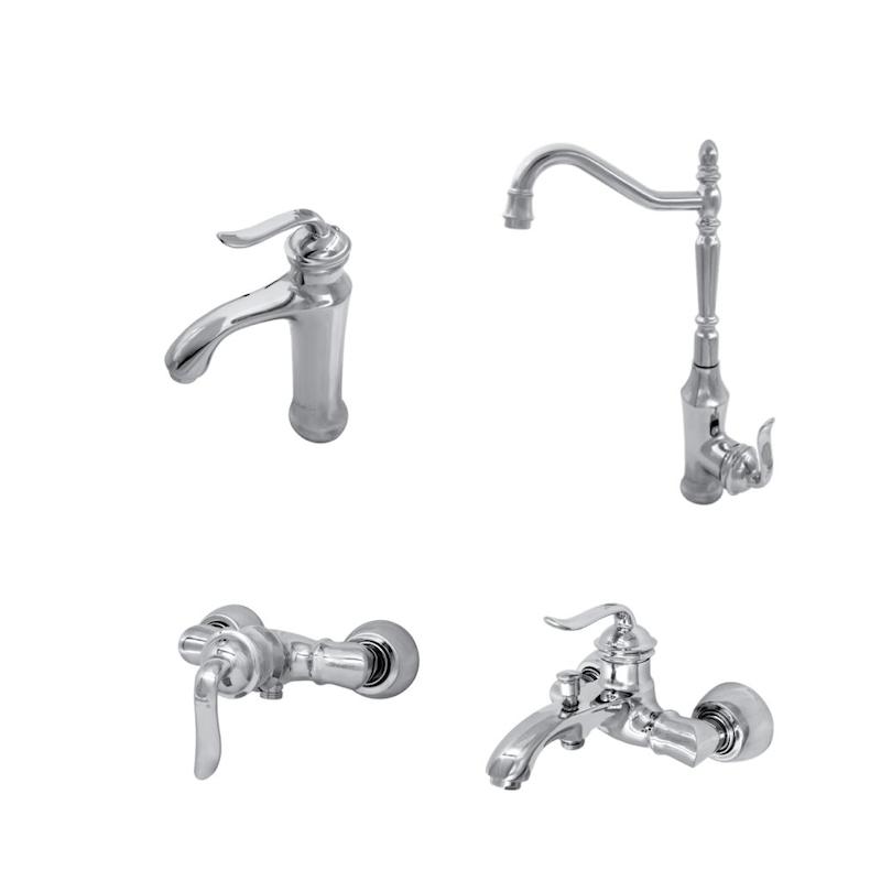 ست شیرآلات شیبه مدل ارکید کروم مات