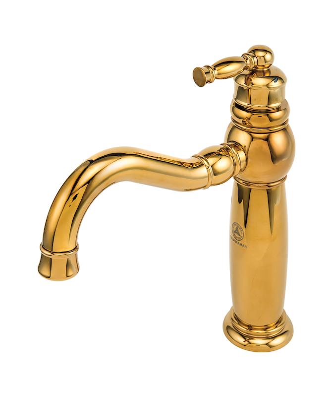 شیرالات قهرمان - شیر روشویی انتیک طلایی