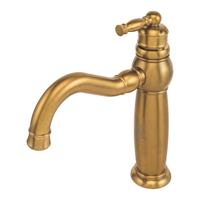 شیرالات قهرمان - شیر روشویی انتیک طلایی مات