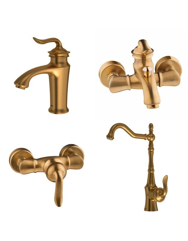 شیرالات شودر - ست 4تکه شیرالات لوکا طلایی مات