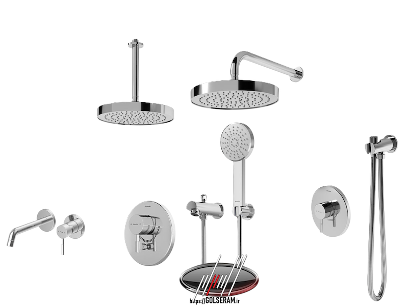 شیرالات شودر - ست شیرالات توکار مدل مارینو کروم