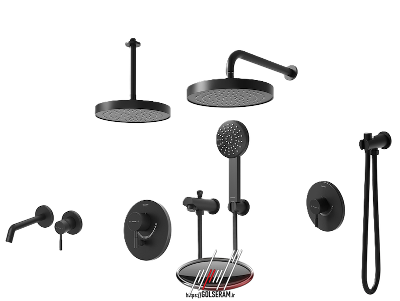 شیرالات شودر - ست شیرالات توکار مدل مارینو مشکی