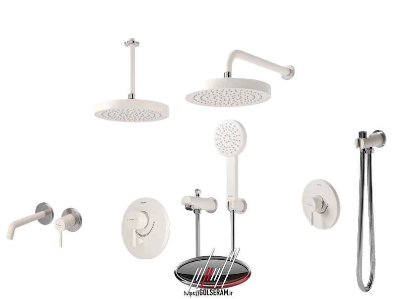 شیرالات شودر - ست شیرالات توکار مدل مارینو شیری کروم