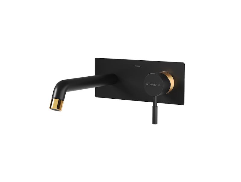 شیرالات شودر - شیر روشویی یک تکه توکار روگن مشکی طلایی