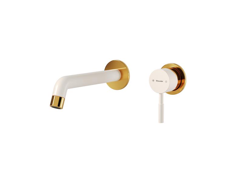 شیرالات شودر - شیر روشویی دو تکه توکار روگن شیری طلایی