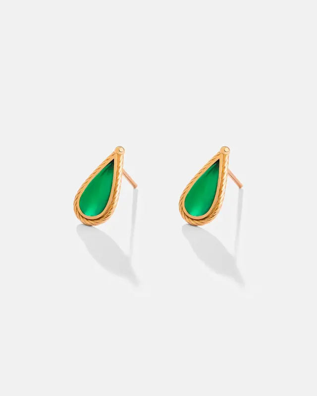 گوشواره اشکی عقیق سبز